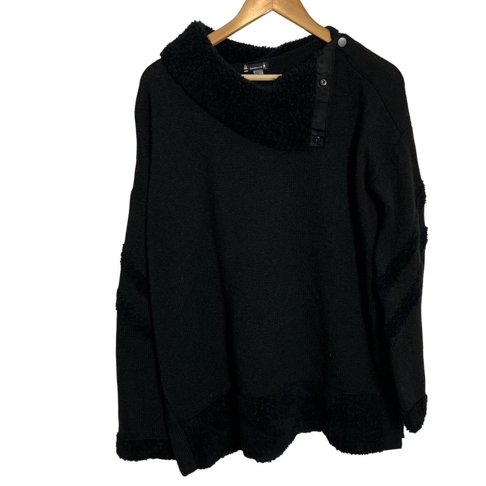 SMARTWOOL XL Black Women's Cozy Foldover Collar Lodge Tunic Sweater
